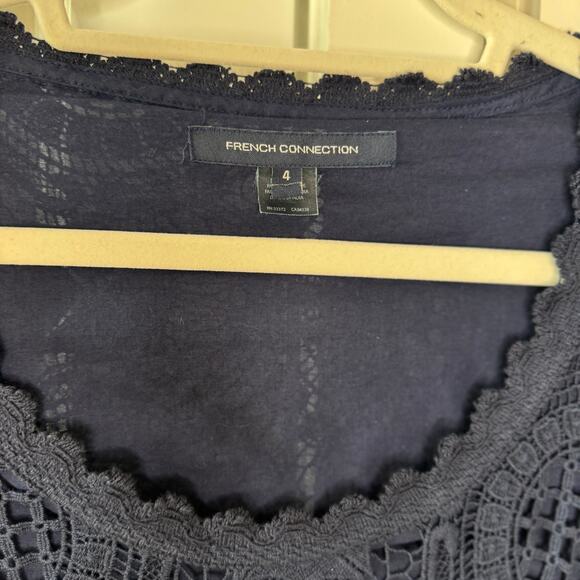 FRENCH CONNECTION Lark Rise Lace Dress Scalloped Crochet Trim Blue | 4 - Picture 6 of 13